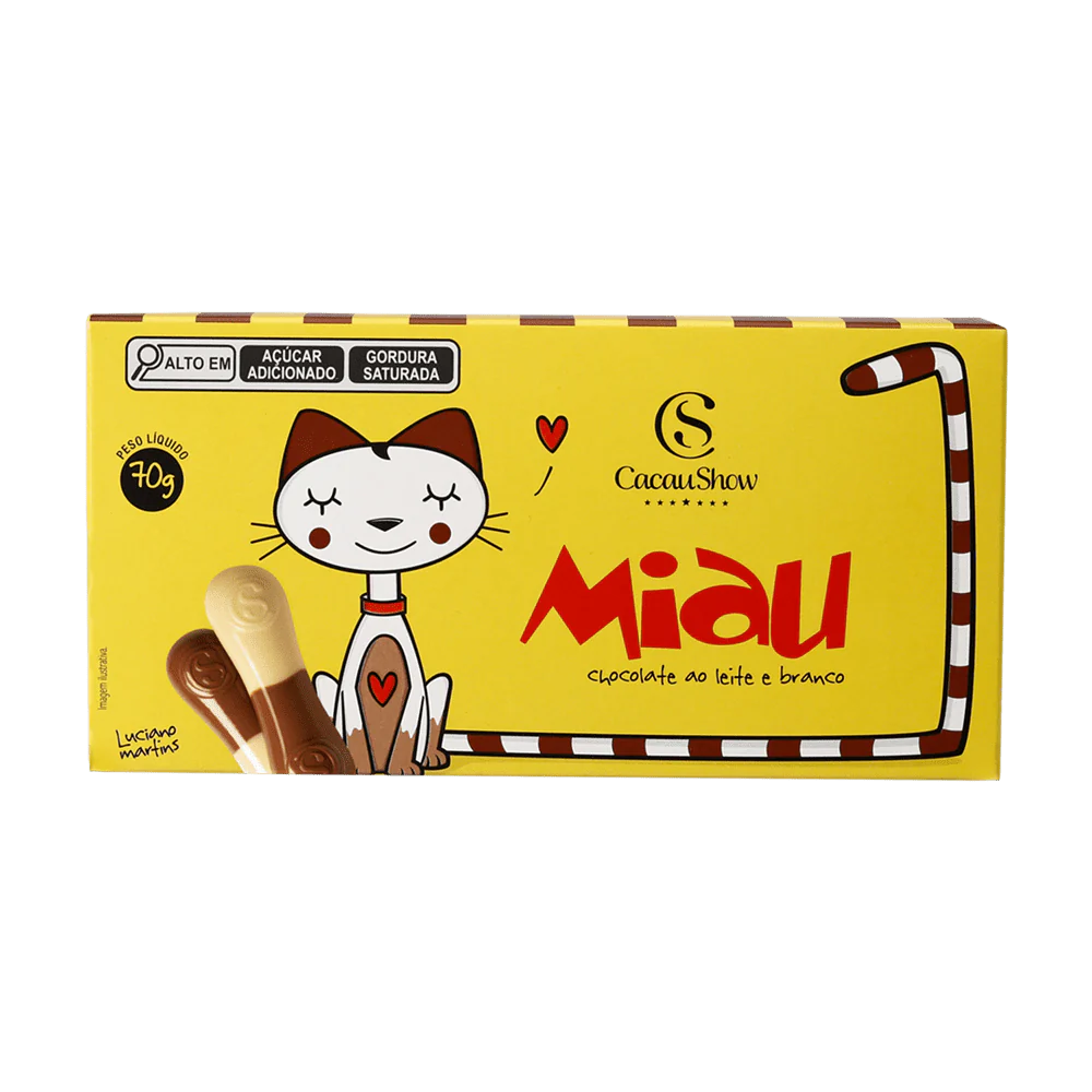 Miau de Chocolate Leite e Branco 70g Cacau Show